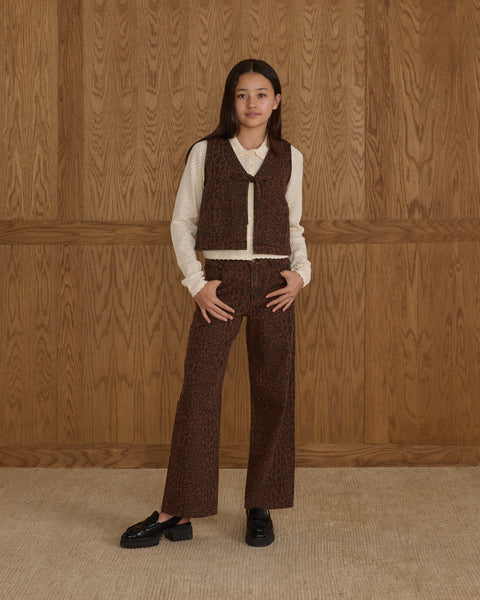 teen leopard utility vest