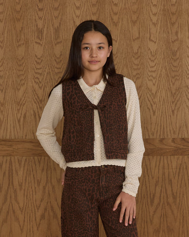 teen leopard utility vest