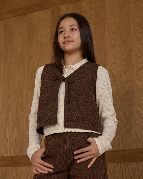 teen leopard utility vest