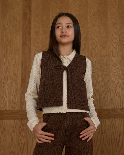 teen leopard utility vest
