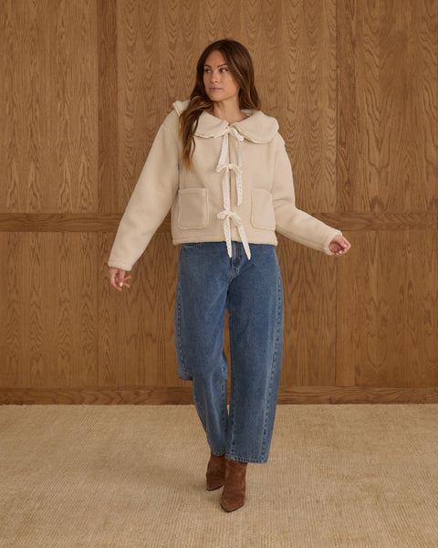 women's shearling collared coat