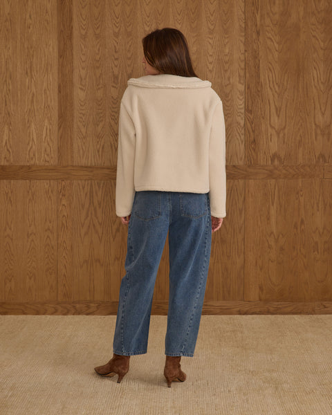 women's shearling collared coat