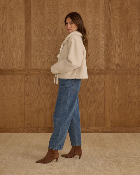 women's shearling collared coat