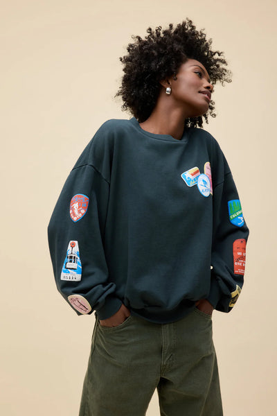 ski patch & pass collector sweatshirt