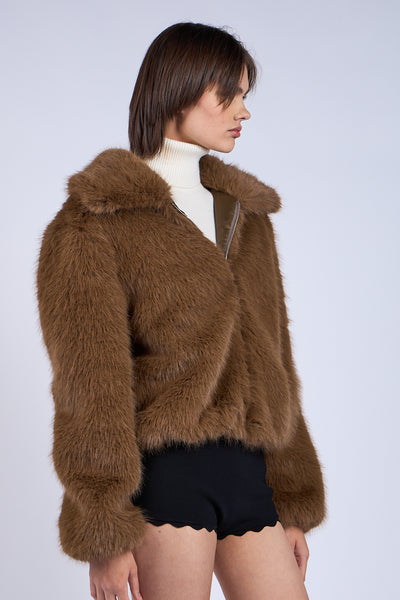 faux fur zip jacket