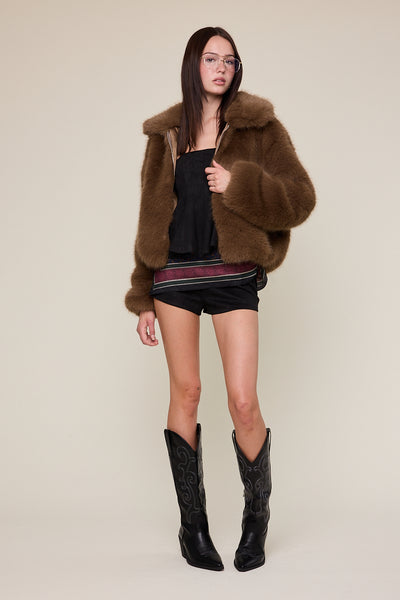 faux fur zip jacket
