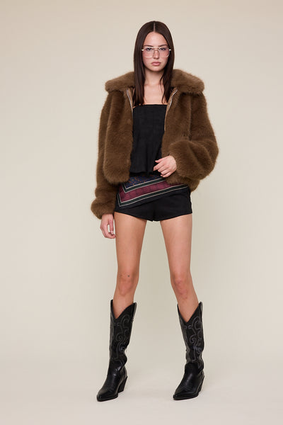 faux fur zip jacket