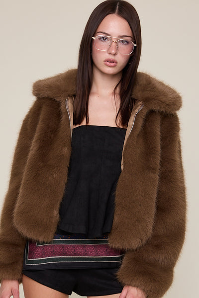 faux fur zip jacket