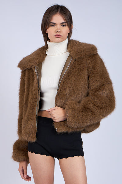 faux fur zip jacket