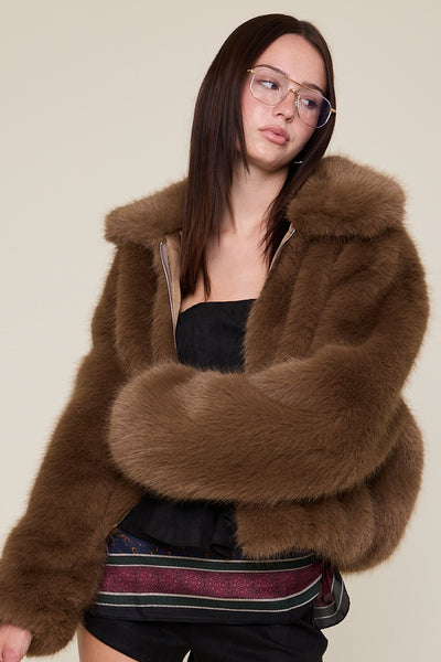 faux fur zip jacket