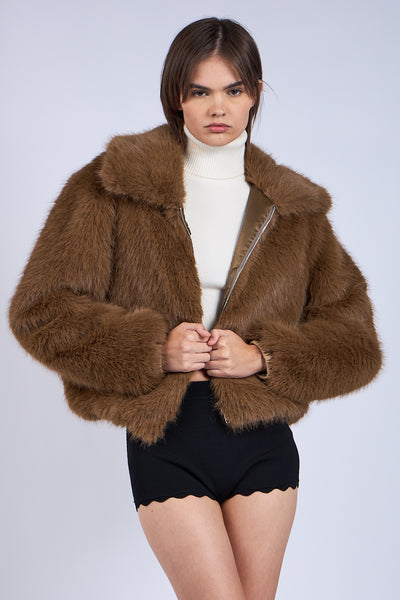 faux fur zip jacket