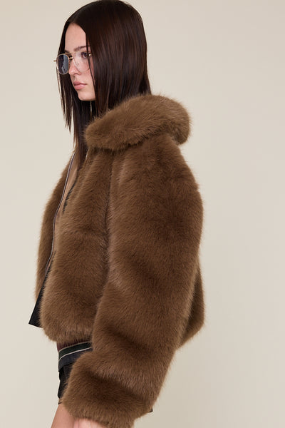 faux fur zip jacket