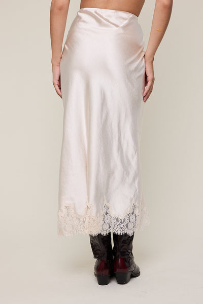 silky skirt with lace trim