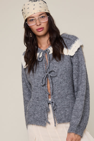 triple tie knit sweater