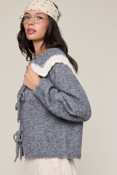 triple tie knit sweater