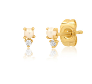 pearl and cz stud