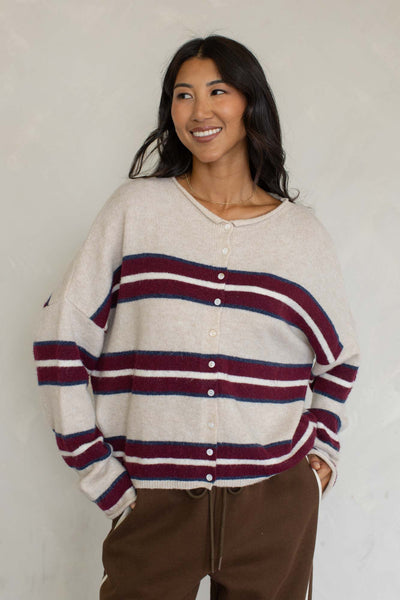 varsity stripe cardigan