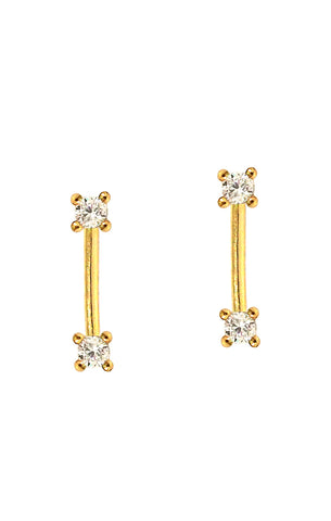 stick earrings w/ 2 cz's