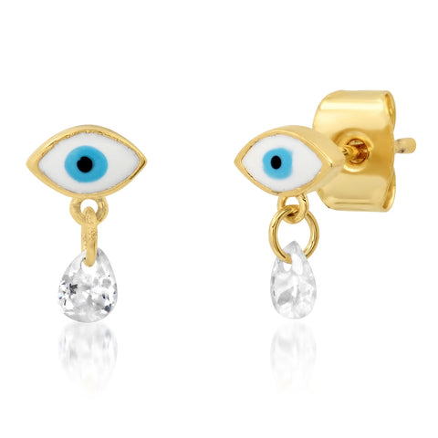 eye stud with tear dangle