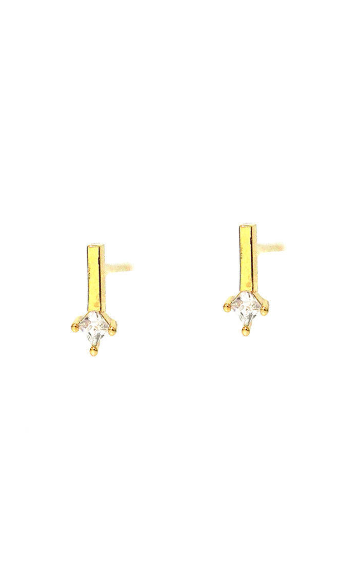 gold stick cz earrings