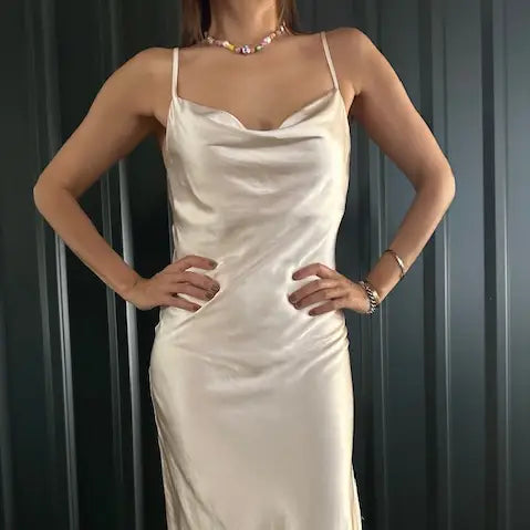 satin maxi slip dress