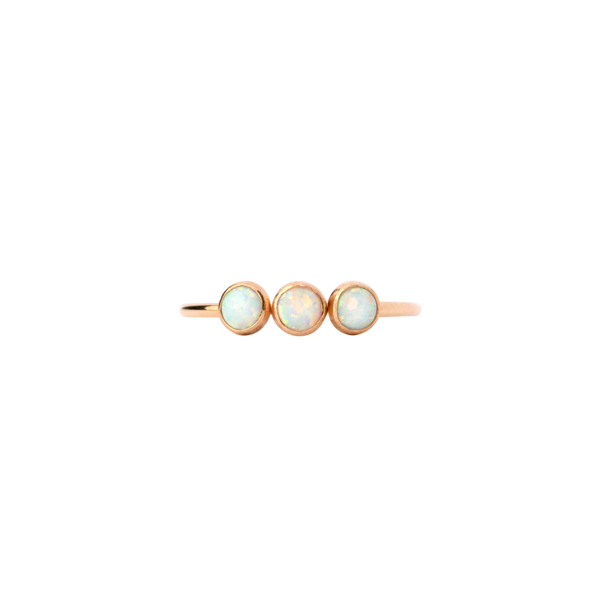 Sisters Opal Ring Three Stone Ring Opal Trio Band White Opal: 6