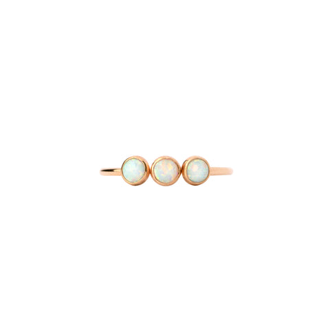 Sisters Opal Ring Three Stone Ring Opal Trio Band White Opal: 8