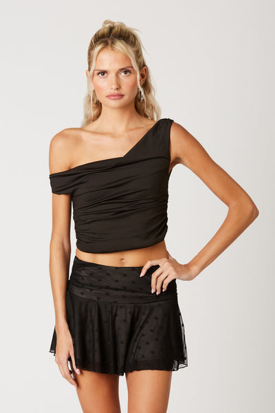 off shoulder ruching crop top