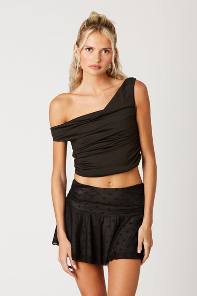 off shoulder ruching crop top