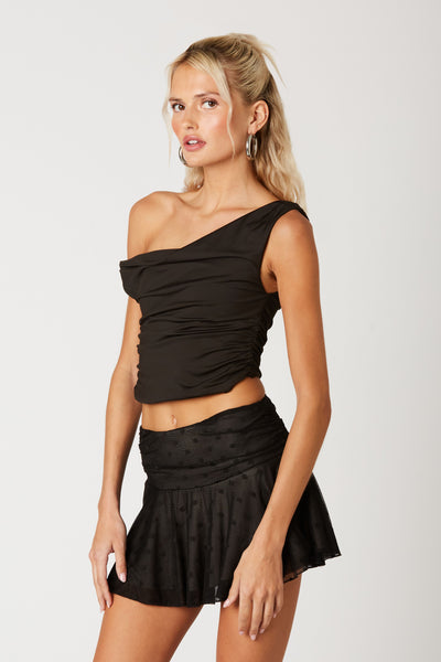 off shoulder ruching crop top