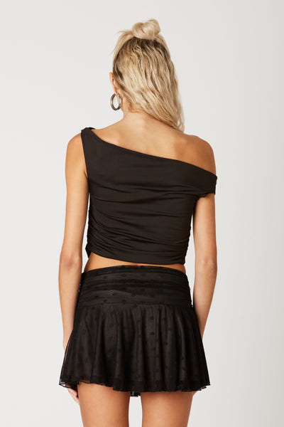 off shoulder ruching crop top