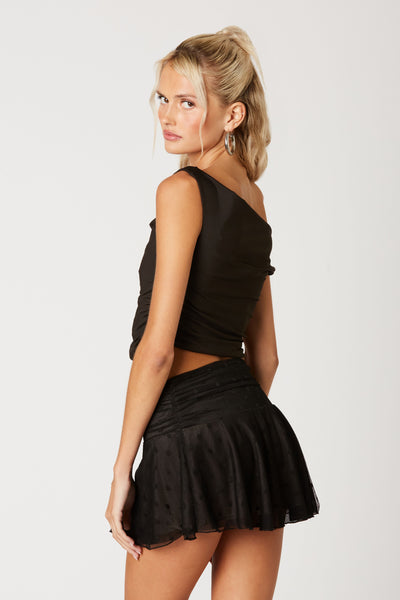off shoulder ruching crop top