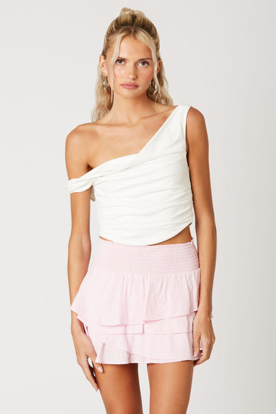 off shoulder ruching crop top