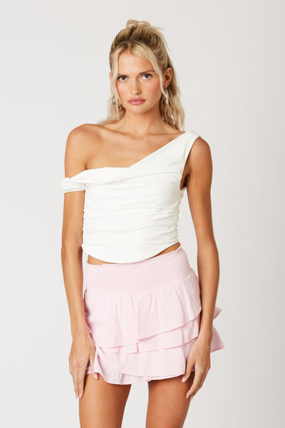 off shoulder ruching crop top