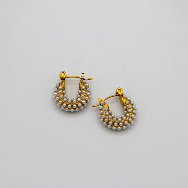 dainty pearl studded hoops