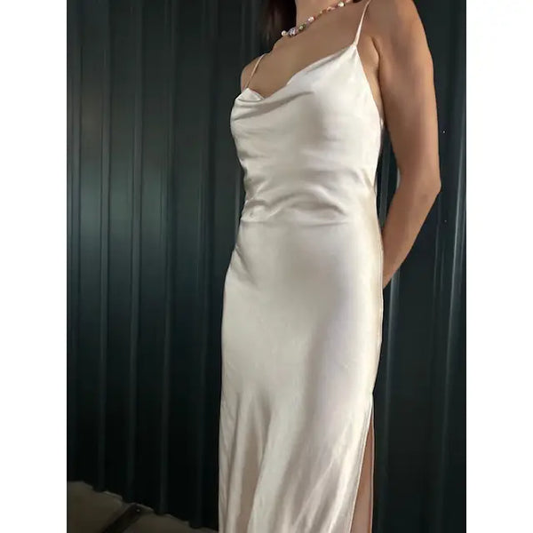 satin maxi slip dress