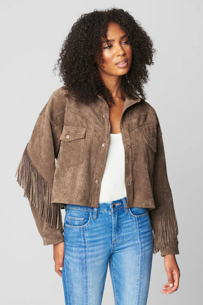 faux suede fringe jacket