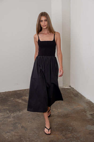 square neck midi dress