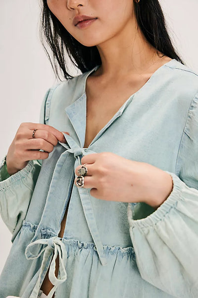 brunch babe denim blouse