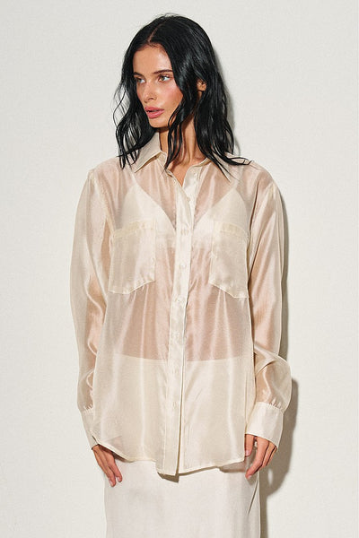 organza button down shirt