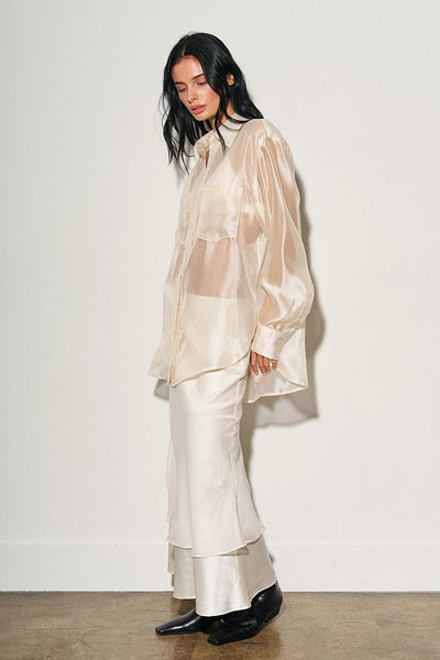 organza button down shirt