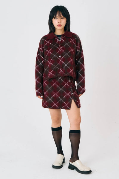 estate argyle knit mini skirt