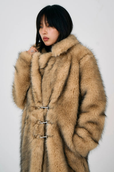 tara faux fur maxi coat