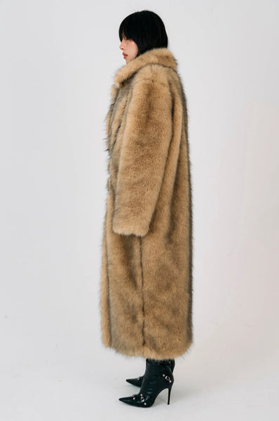 tara faux fur maxi coat