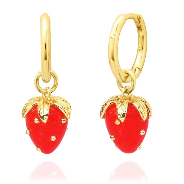 mini stawberry huggie earrings