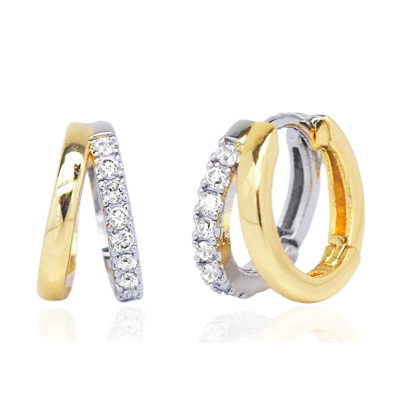 two tone cz pave hoop
