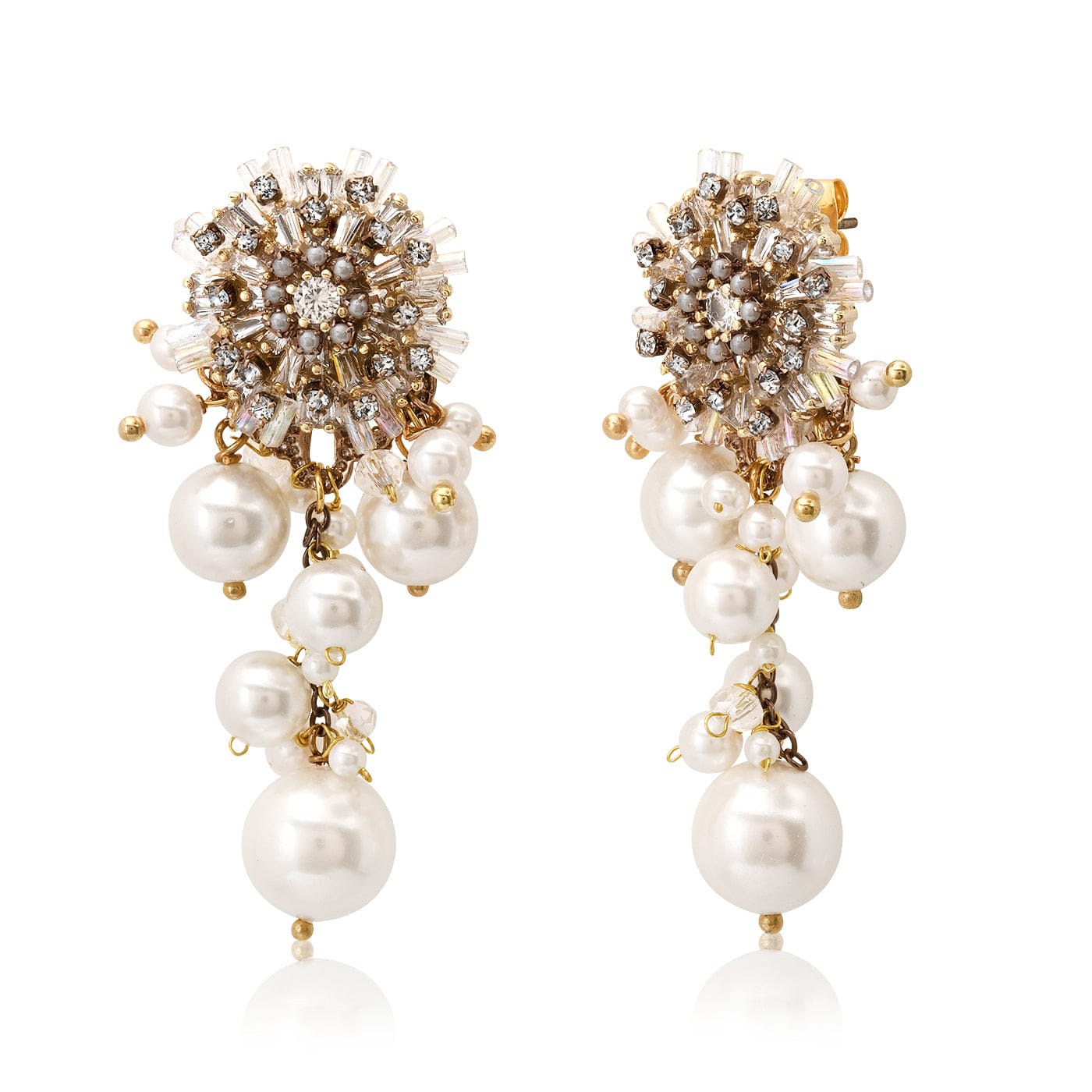 vintage pearl cluster earrings