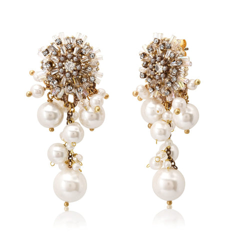 vintage pearl cluster earrings