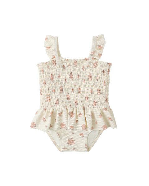 smocked one-piece swimsuit