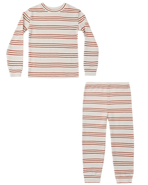 organic long sleeve pj set holiday stripe